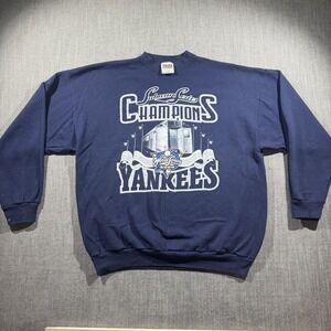 Vintage New York Yankees Sweatshirt Mens XL Navy MLB Baseball Tultex Subway 2000